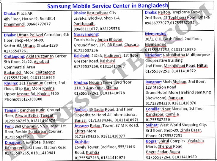 samsung service center contact number