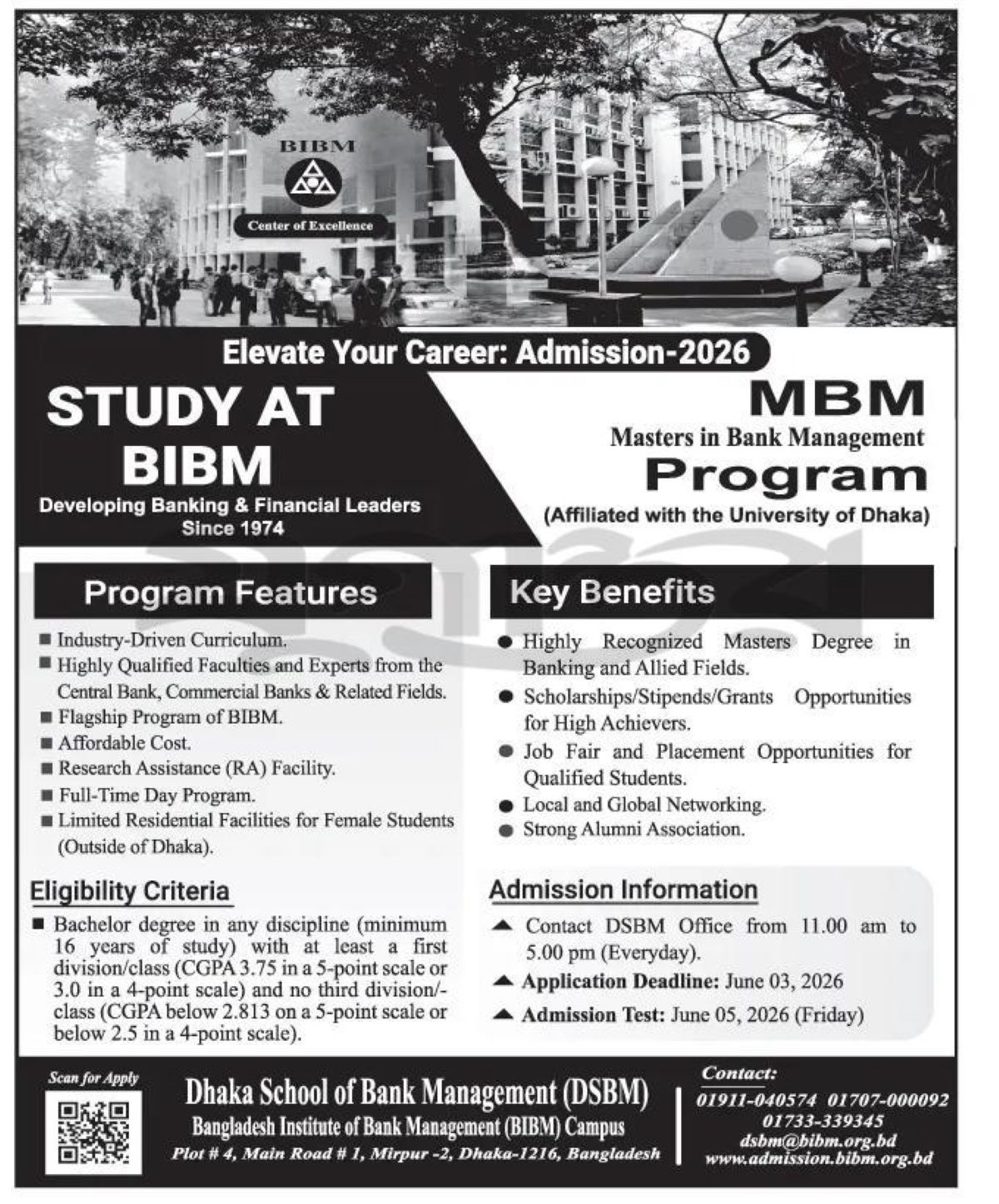 BIBM MBM Admission Circular 2026