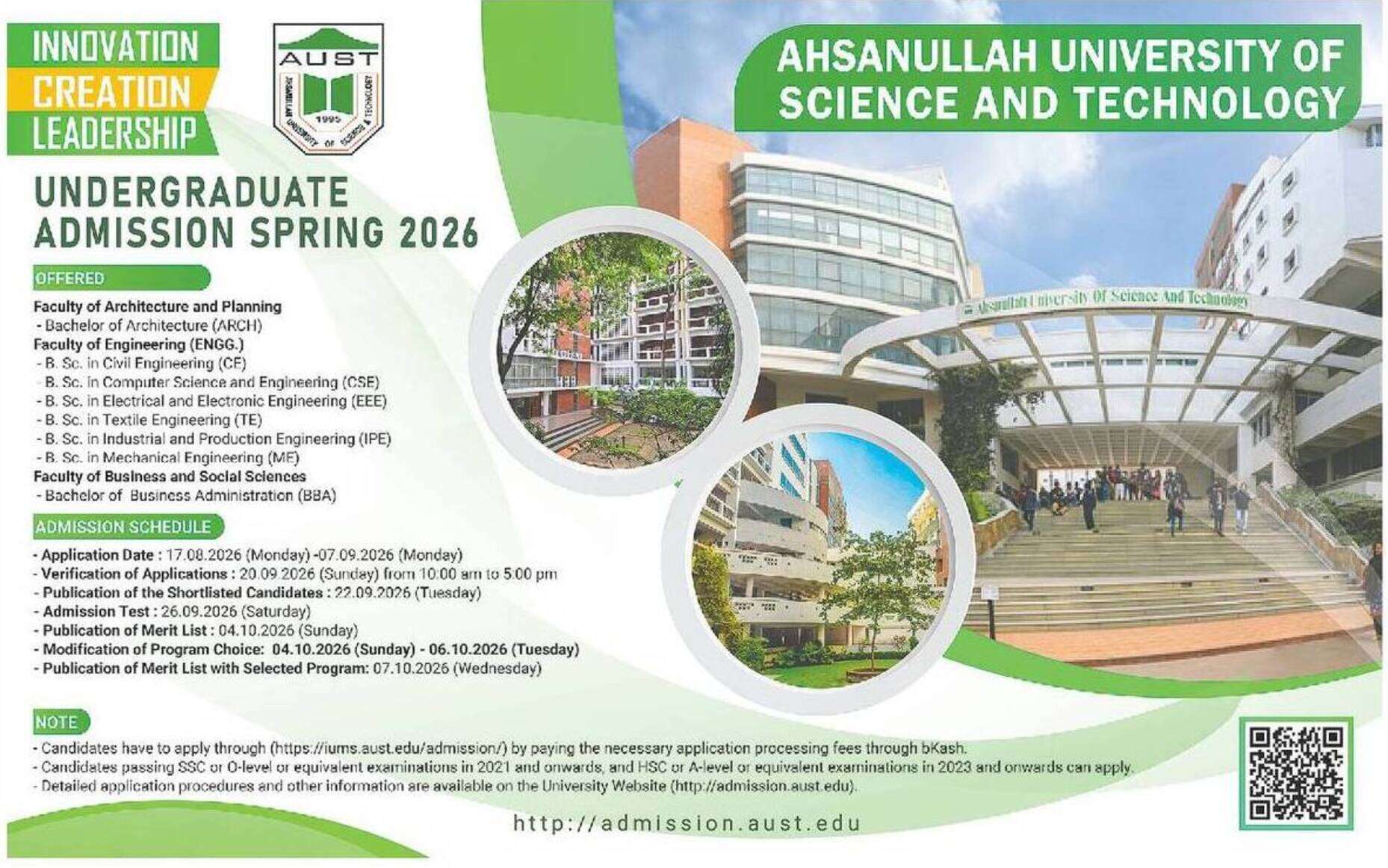 Ahsanullah University Honours Admission Circular 2026