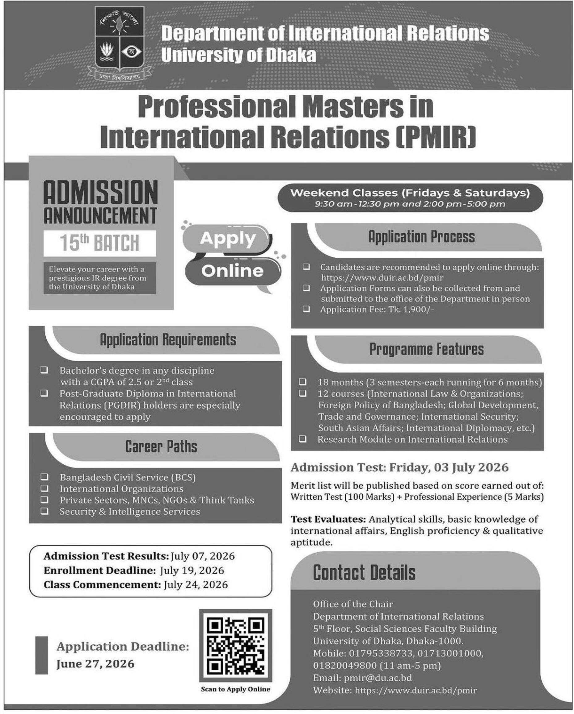 DU Masters in International Relation (IR) Admission Notice 2026