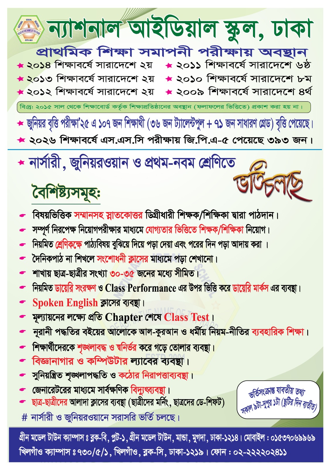 National Ideal School Admission Circular 2027